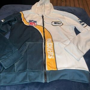 NFL Green Bay Packers Full Zip Hoodie Men’s Sz XL Blue Gold & White